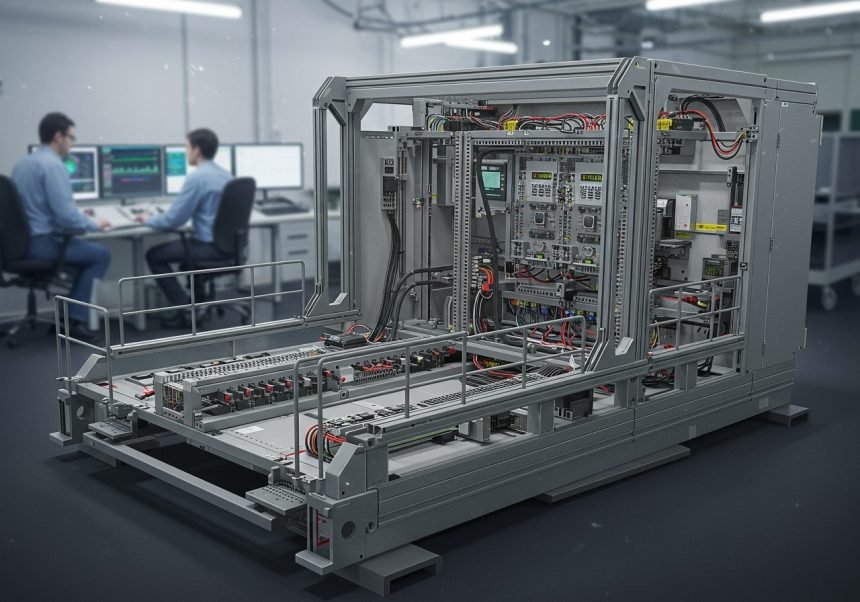 Eine Gleichrichter-Brücke in einem modernen Elektroniklabor mit komplexer Verkabelung.