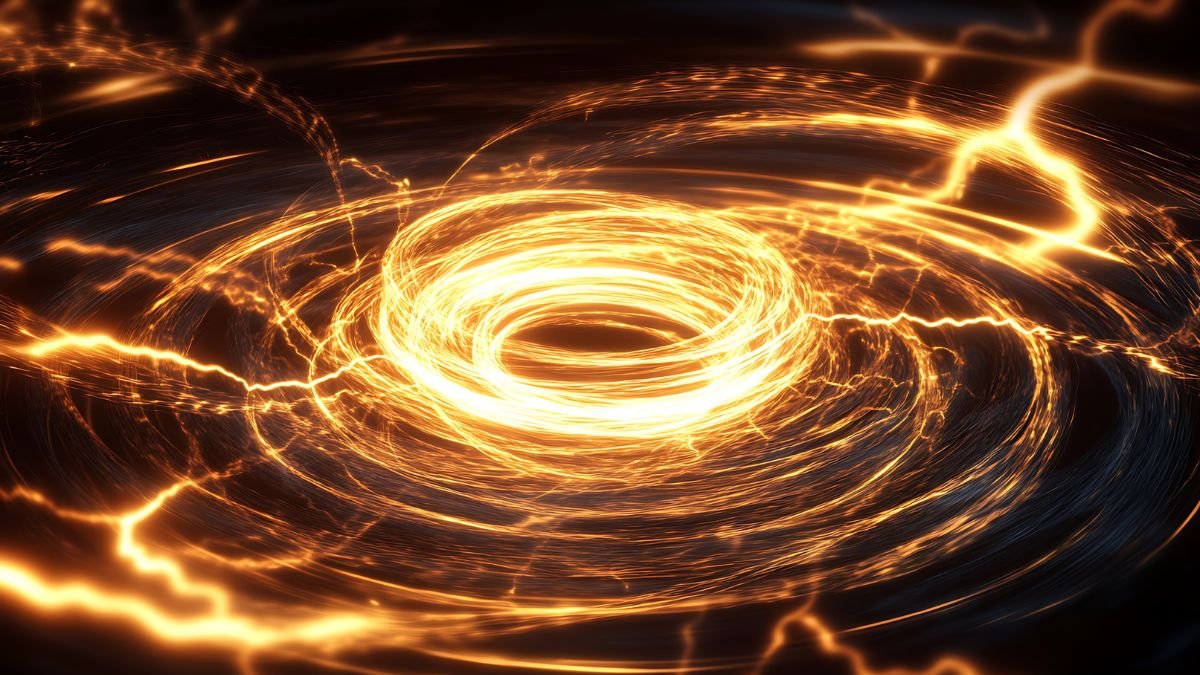 Ein leuchtender Wirbel aus Energie und Licht, der dynamische Bewegungen darstellt.