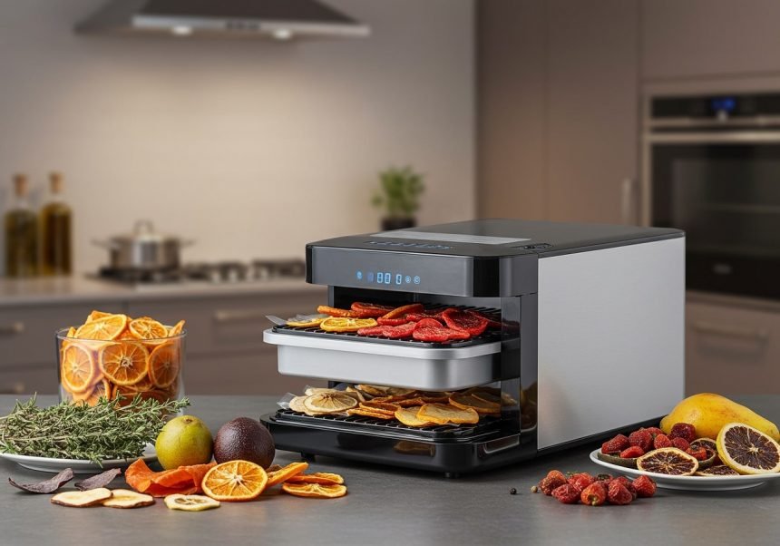 Ein Vakuumtrockner in einer modernen Küche mit getrockneten Früchten.