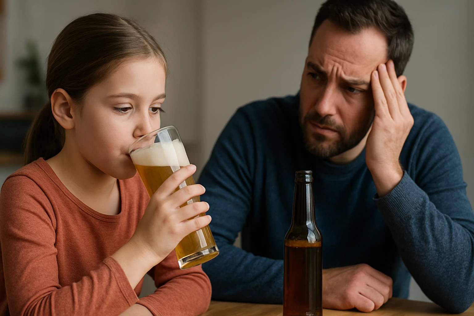 Ein Mann in Anzug hält einen Astronautenhelm vor einer Frau in einem Büro.