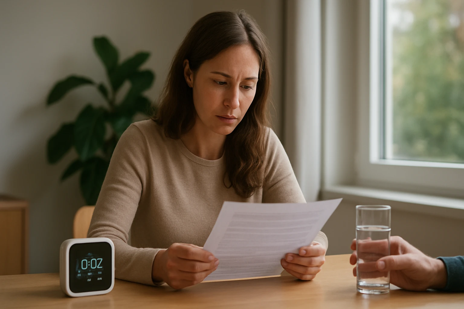 Ein Mann überreicht einer Frau einen Astronautenhelm in einem modernen Büro.