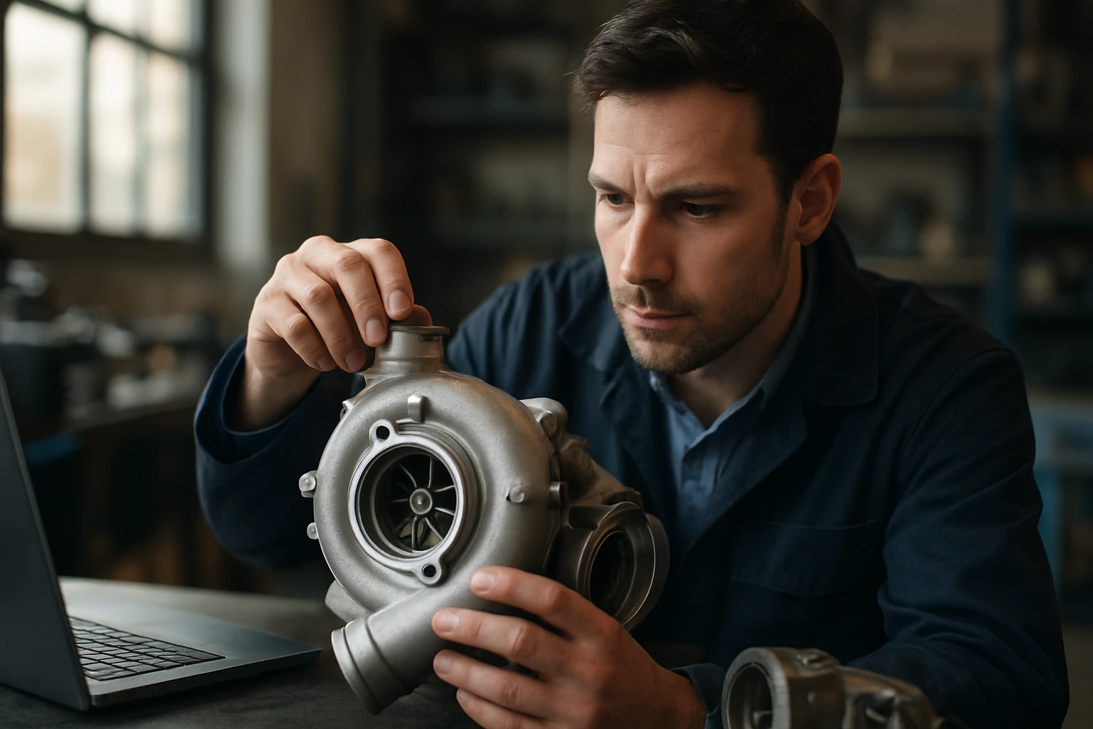 Ein Mann in Anzug hält einen Astronautenhelm vor einer Frau.