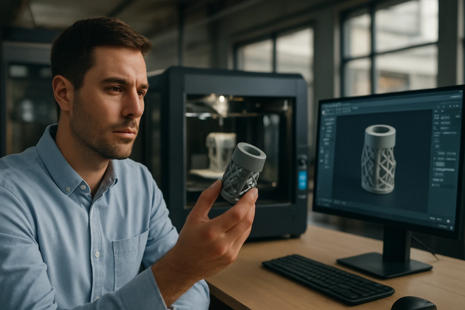 Eine Gruppe von vier Personen in einem Meeting, konzentriert auf die Diskussion.