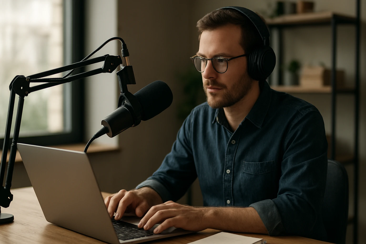 Eine Gruppe von vier Personen in einem Meeting, konzentriert auf eine Diskussion.