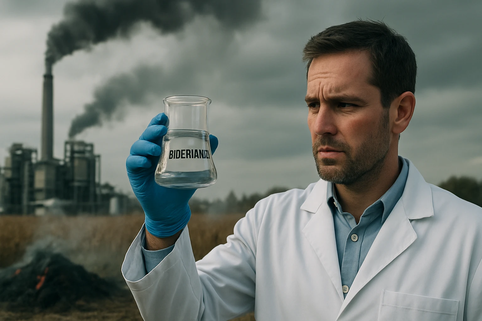 Eine Frau in einem Anzug geht energisch eine Treppe hinauf, während ein Mann am Tisch sitzt.