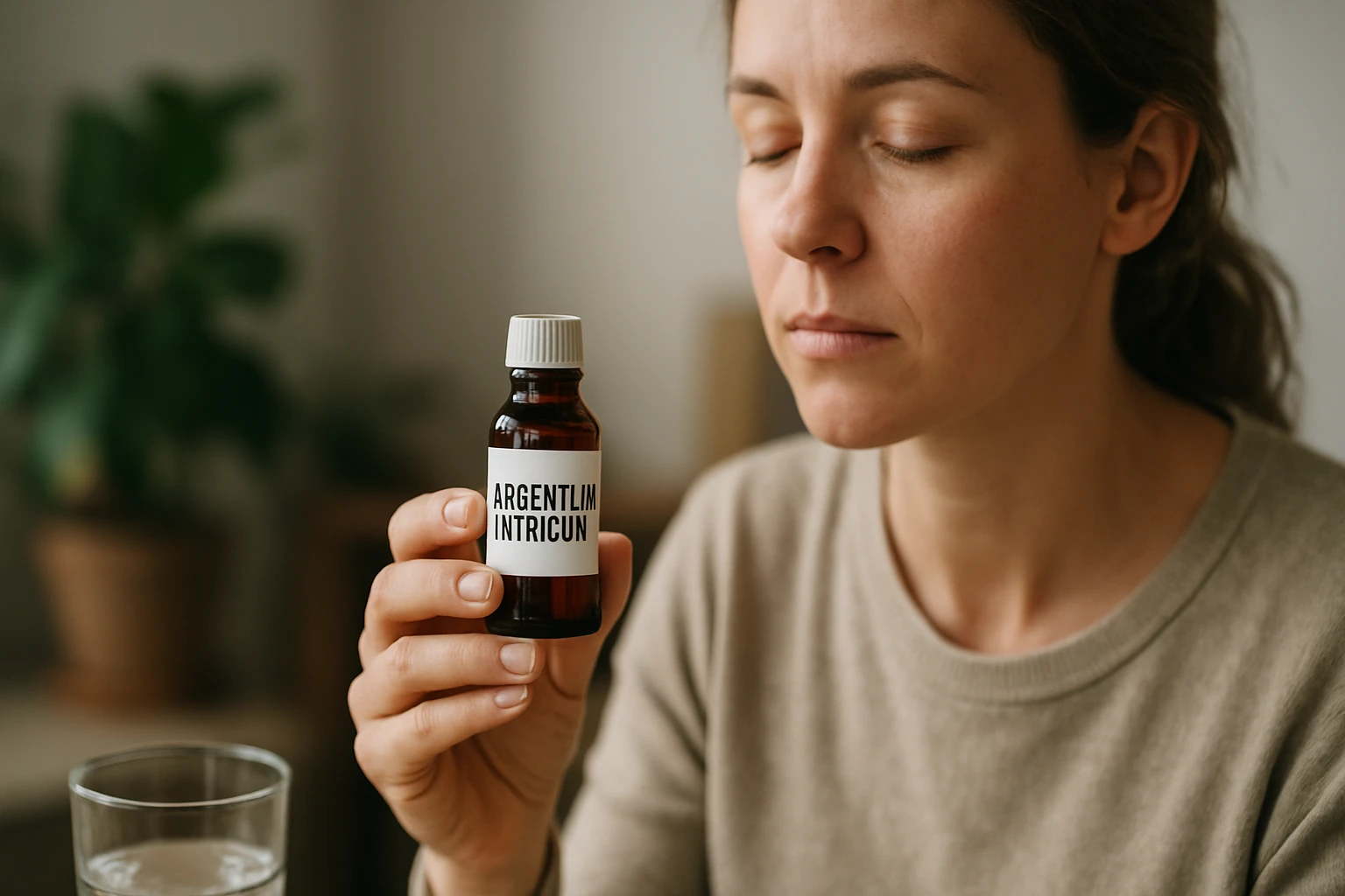 Eine Frau in einem Anzug geht entschlossen eine Treppe hinauf, während ein Mann am Tisch sitzt.