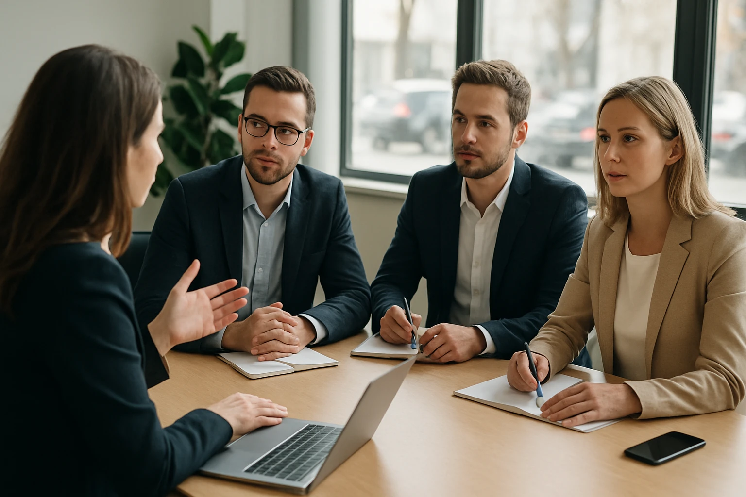 Ein Mann und eine Frau sitzen an einem Tisch und diskutieren über Geschäftszahlen.