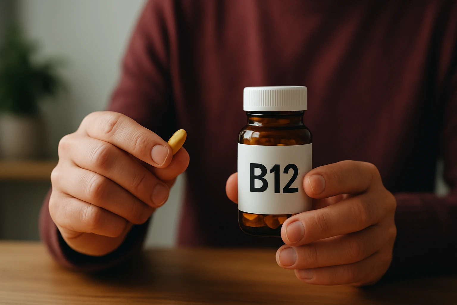 Ein Landwirt nutzt ein Tablet auf einem Feld mit einem Traktor im Hintergrund.