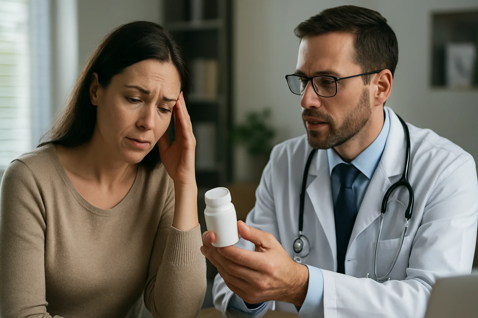 Eine Frau in einem Anzug und Helm arbeitet am Laptop in einer Fabrik.
