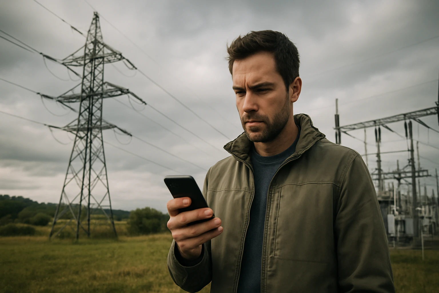 Eine Frau in einem Anzug und einem Schutzhelm arbeitet am Laptop in einer Fabrik mit Robotern.