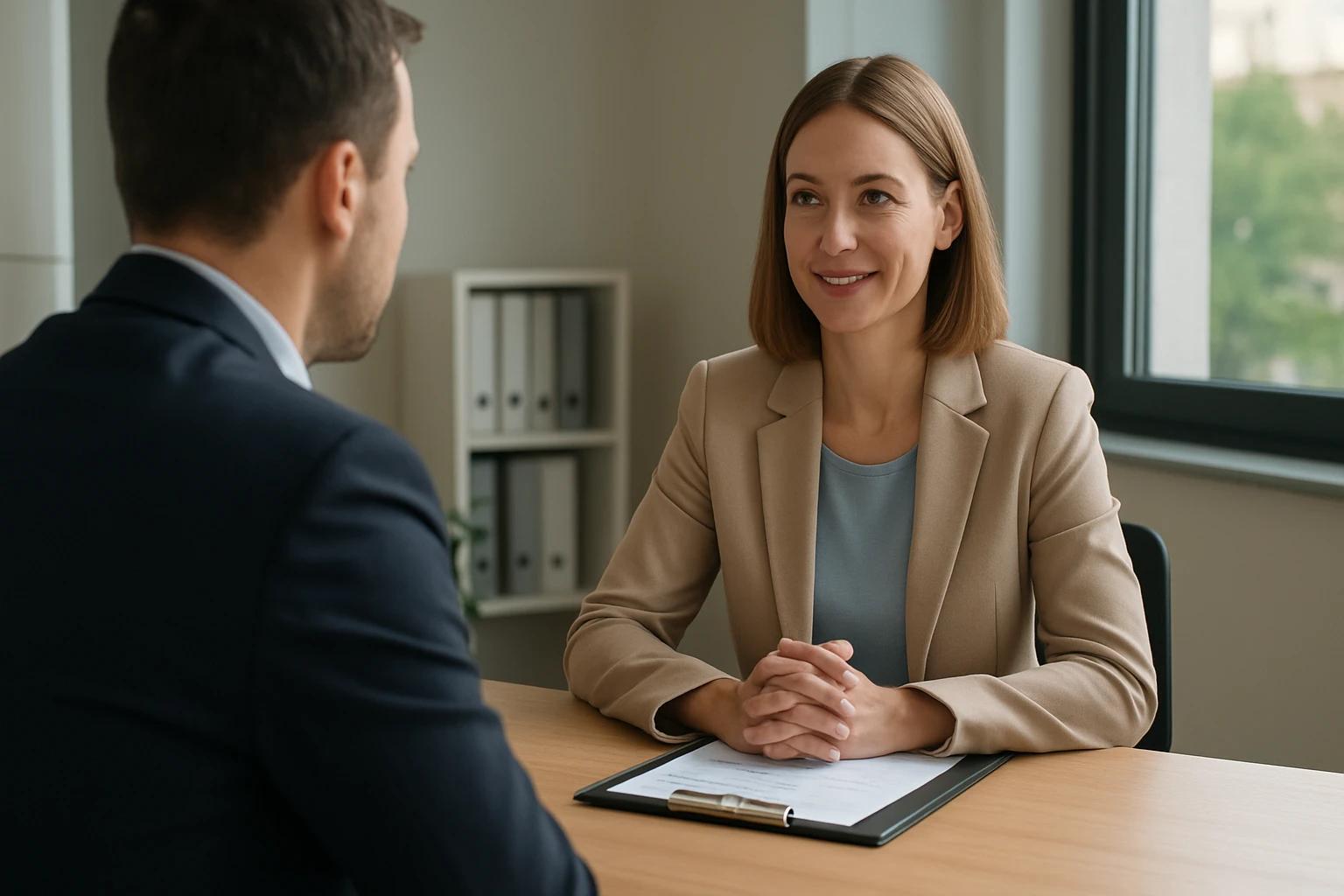 Ein Landwirt nutzt ein Tablet auf einem Feld mit einem Traktor im Hintergrund.