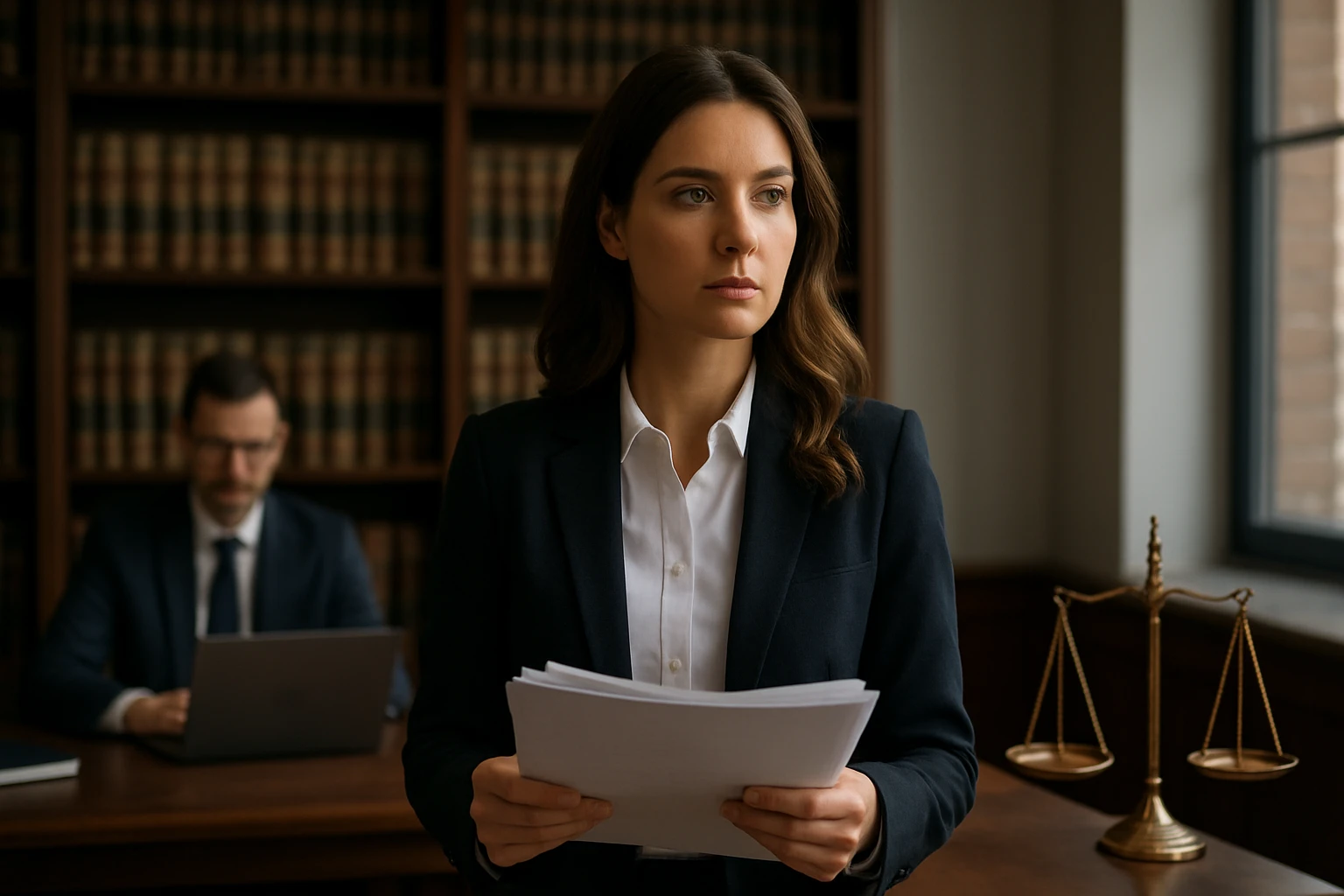 Ein Landwirt nutzt ein Tablet auf einem Feld mit einem Traktor im Hintergrund.