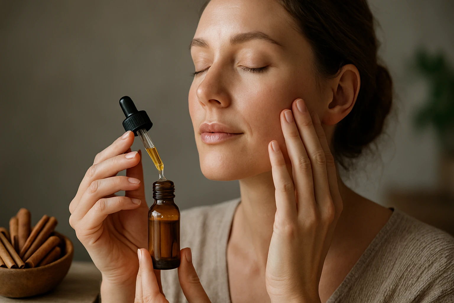 Ein Sicherheitsmitarbeiter steht in einem modernen Büro, während eine Frau am Laptop arbeitet.