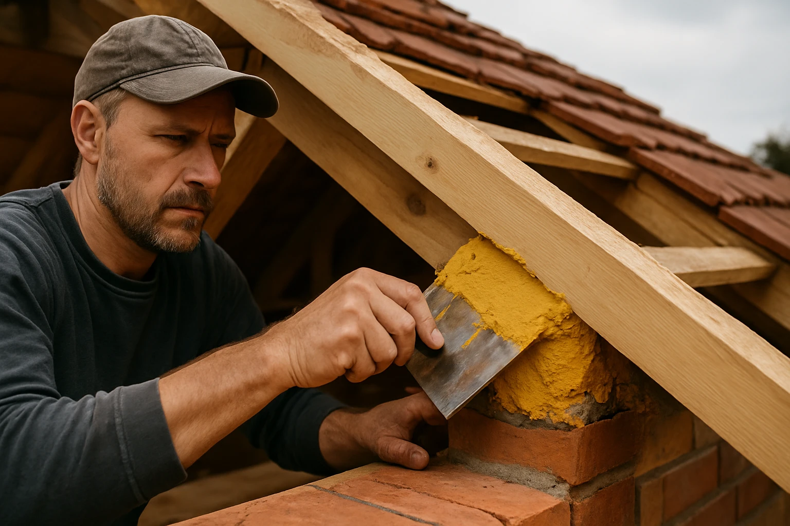 Vier Personen schauen gemeinsam auf einen Laptop in einem modernen Büro.