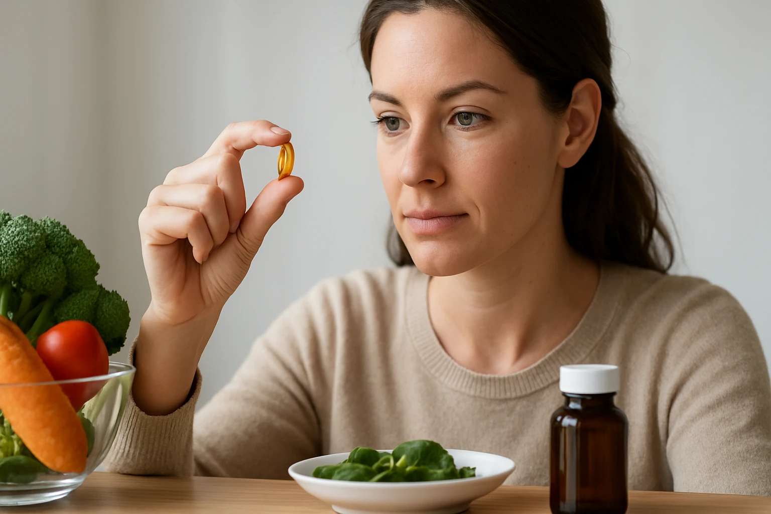 Eine Frau in einem Anzug sitzt an einem Tisch und spricht über Video mit einem Mann auf dem Laptop.