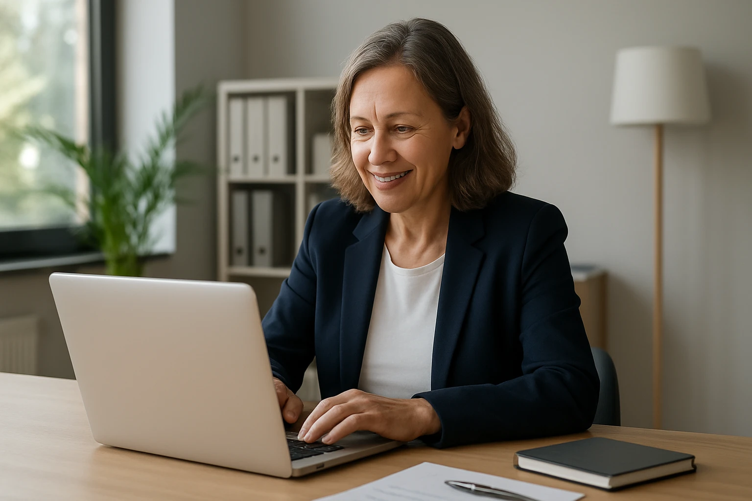 Ein Wissenschaftler in einem Labor hält ein Glas mit blauer Flüssigkeit und DNA-Muster.