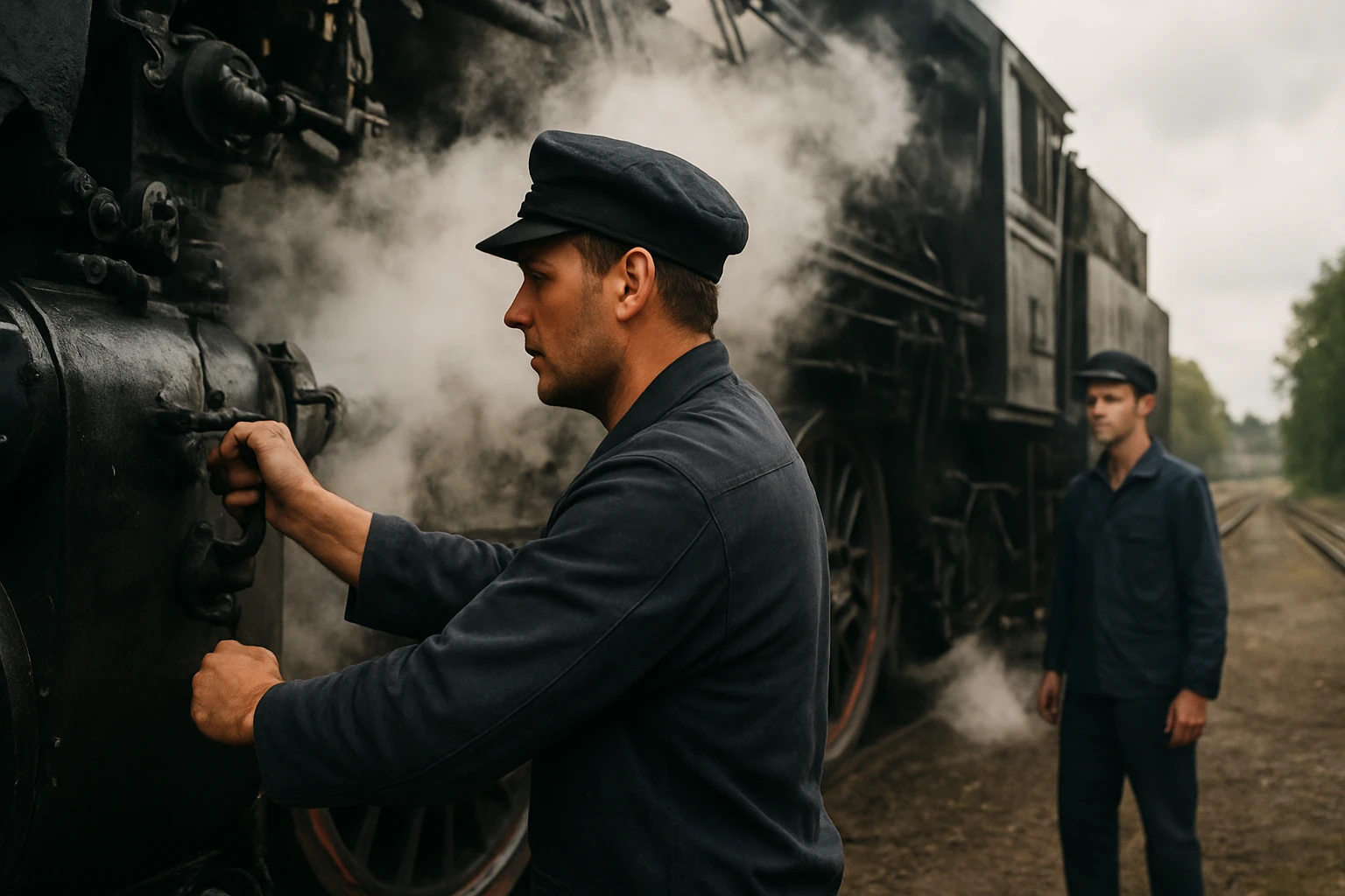 Eine besorgte Frau sitzt am Tisch und hält sich den Kopf, während ein Arzt ihr ein Medikament zeigt.