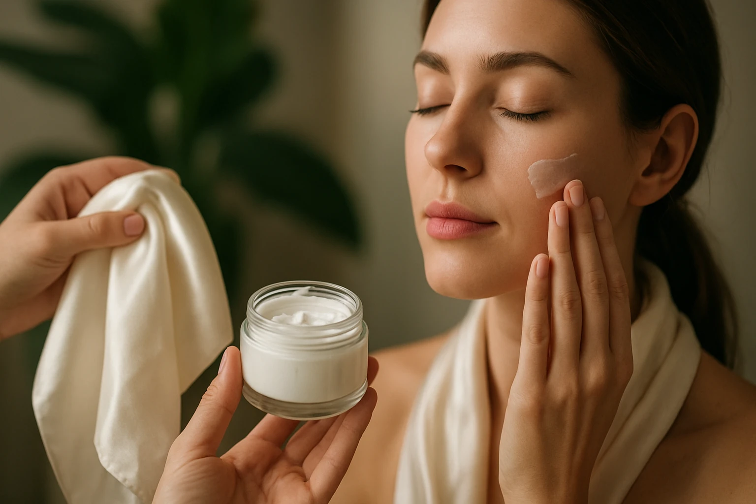 Ein Mann in Anzug zeigt auf einen Bitcoin und Geldscheine auf einem Tisch.