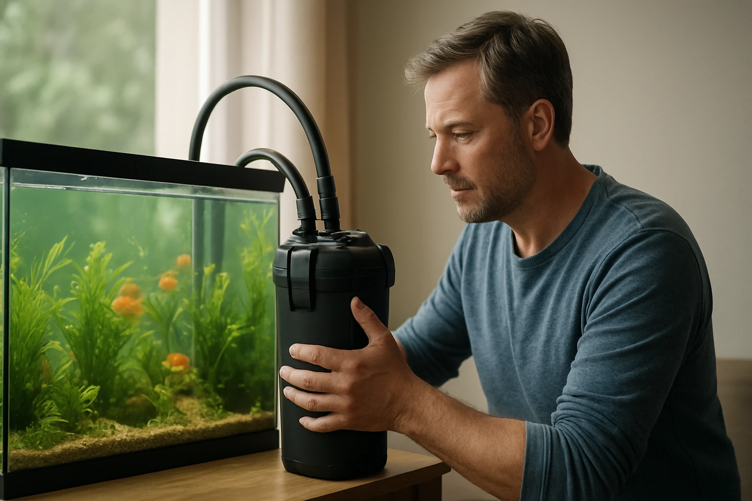 Ein Mann in Anzug zeigt auf eine Bitcoin-Münze vor einem Laptop mit Diagramm.