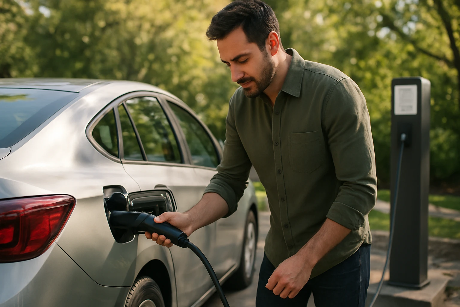 Ein Mann arbeitet konzentriert an einem Dokumentenprüfungsgerät.