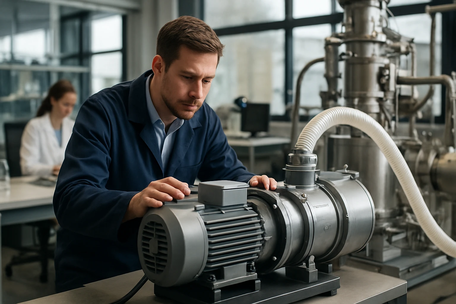 Ein Mann arbeitet konzentriert an einem Dokumentenprüfungsgerät.