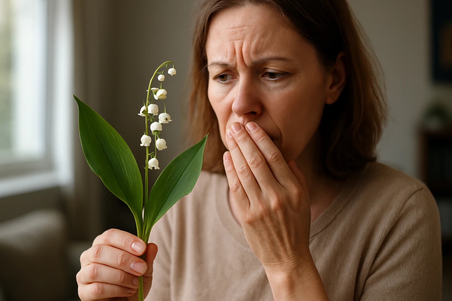 Eine Frau genießt frischen Salat aus einer Schüssel in der Küche.
