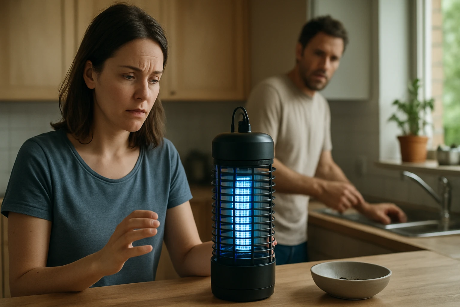 Eine Frau hält eine Aprikose an ihr Gesicht und lächelt entspannt.