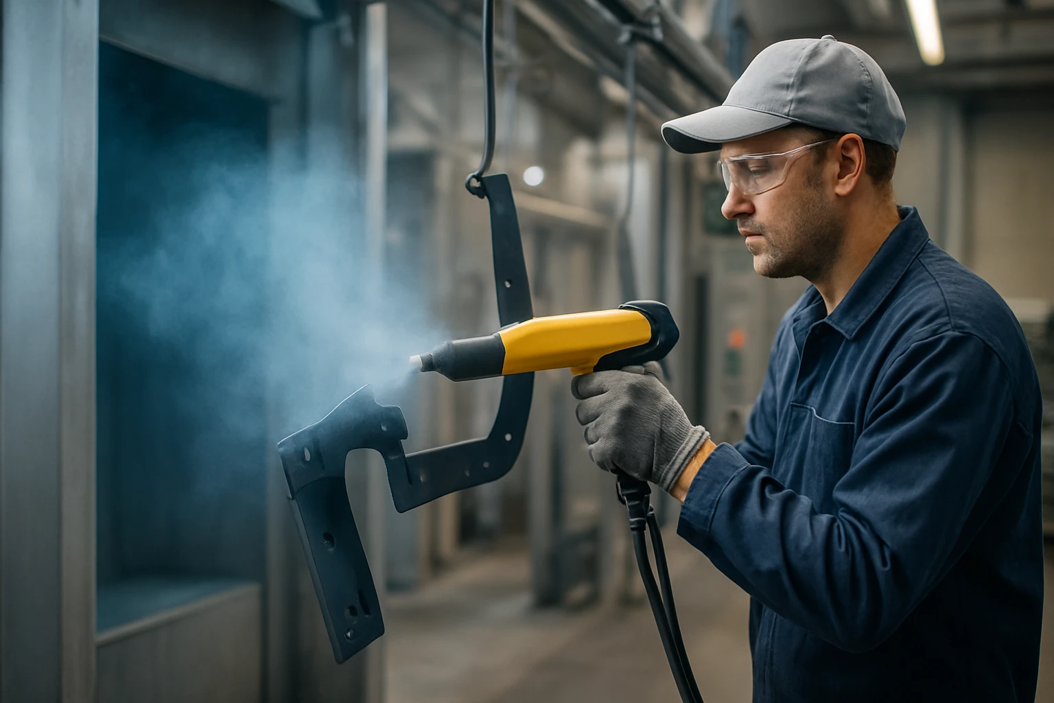 Ein Techniker installiert einen Wechselrichter an einer Solaranlage im Freien.