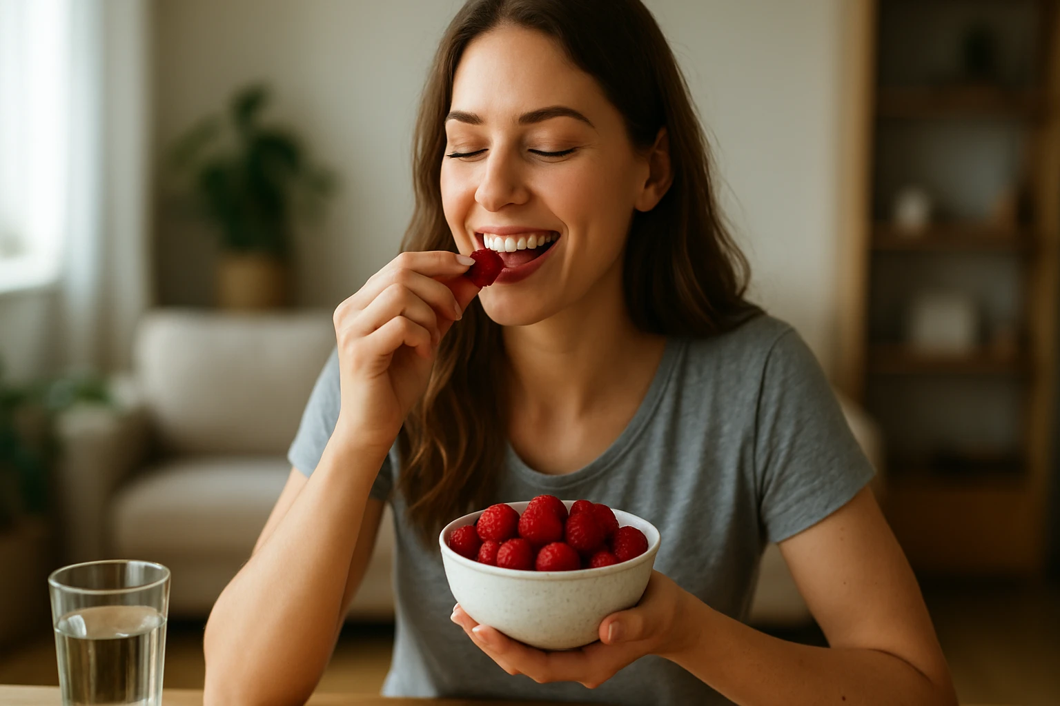 Eine Person hält einen lila Kristall in der Hand, während eine Kerze brennt.