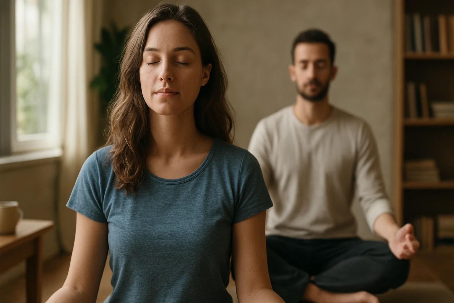 Eine Person hält einen lila Kristall in der Hand, während eine Kerze brennt.