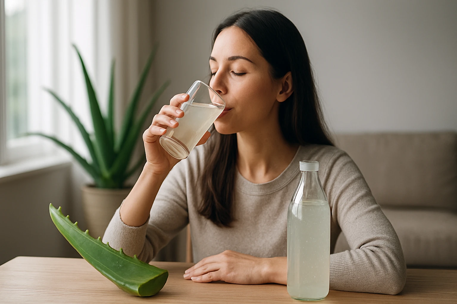 Eine Frau rührt sorgfältig Matcha-Tee in einer Schüssel mit einem Bambusbesen.