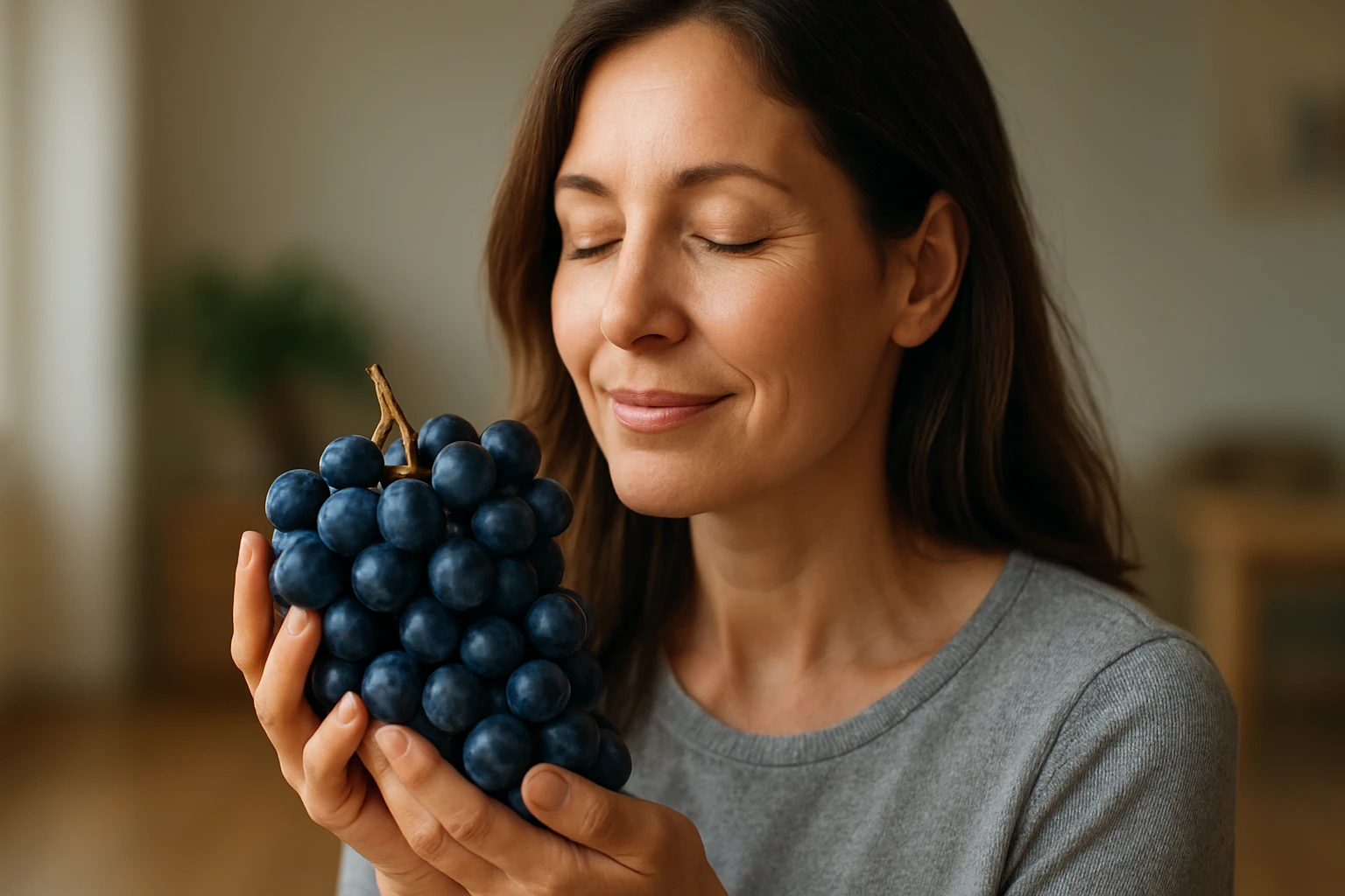 Ein Mann betrachtet ein großes Porträt eines ernst blickenden Mannes an der Wand.