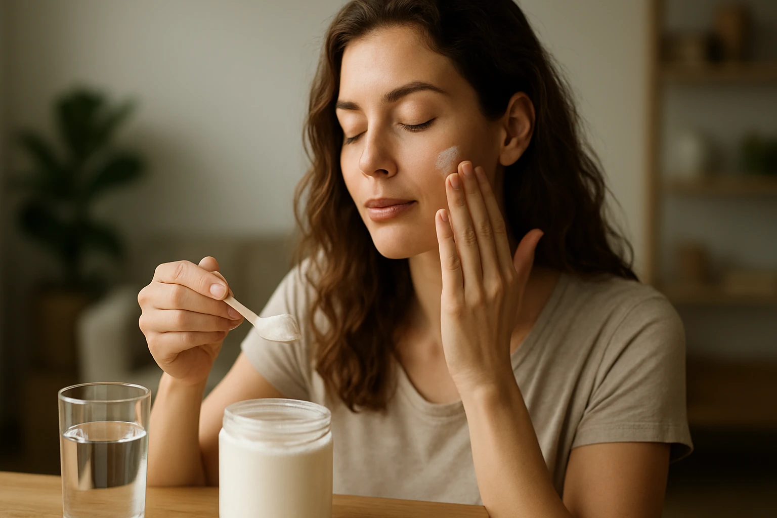 Eine Wissenschaftlerin in einem Labor untersucht eine weiße Substanz in einer Schüssel.