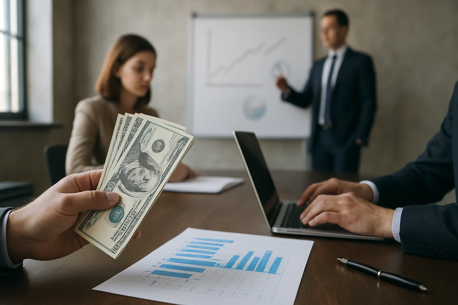 Ein Mann betrachtet sich im Spiegel, während er ein Hautpflegeprodukt hält.