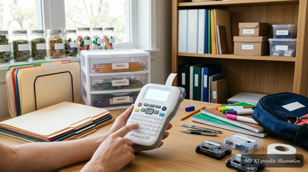 Beschriftungsgerät erstellt saubere, haltbare Etiketten für Büro, Schule und Zuhause