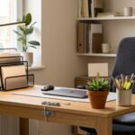 Organisierter Lernplatz mit praktischen Helfern für Ordnung und konzentriertes Arbeiten