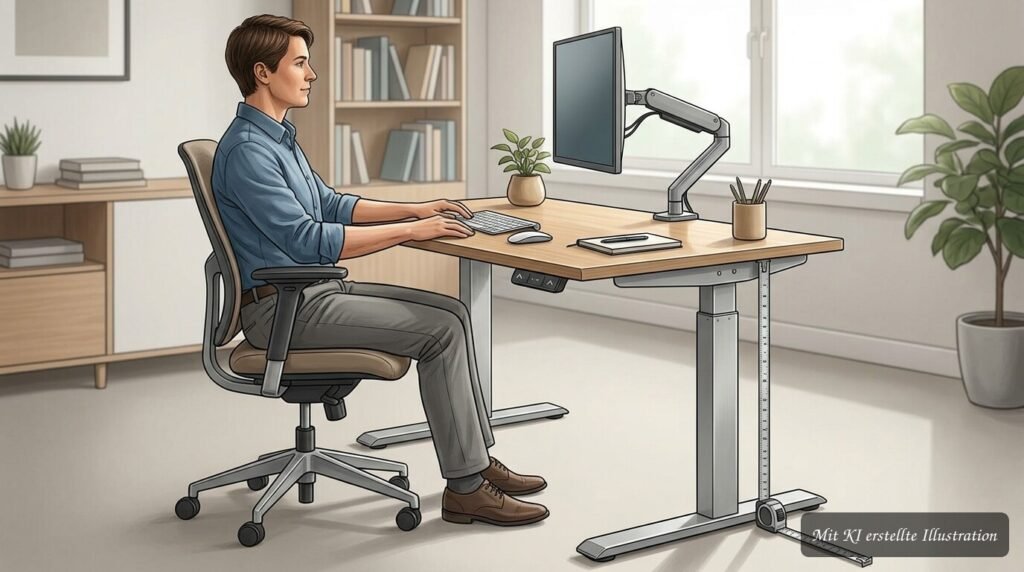 Schreibtisch mit passender Höhe für eine ergonomische und gesunde Sitzhaltung