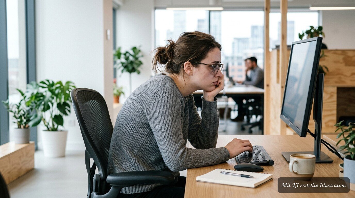 Ergonomische Sitzhaltung am Computer zur Vermeidung von Nacken- und Rückenschmerzen
