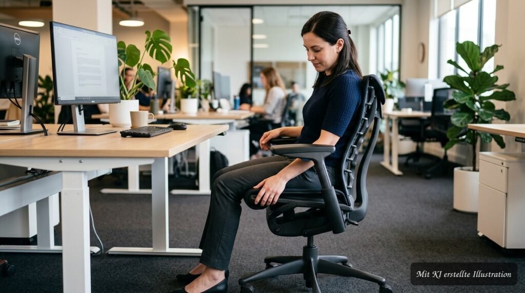 Ergonomischer Bürostuhl mit passender Sitztiefe für eine druckfreie Sitzposition