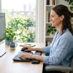 Ergonomisch positionierte Tastatur und Maus für entspanntes Arbeiten am Schreibtisch
